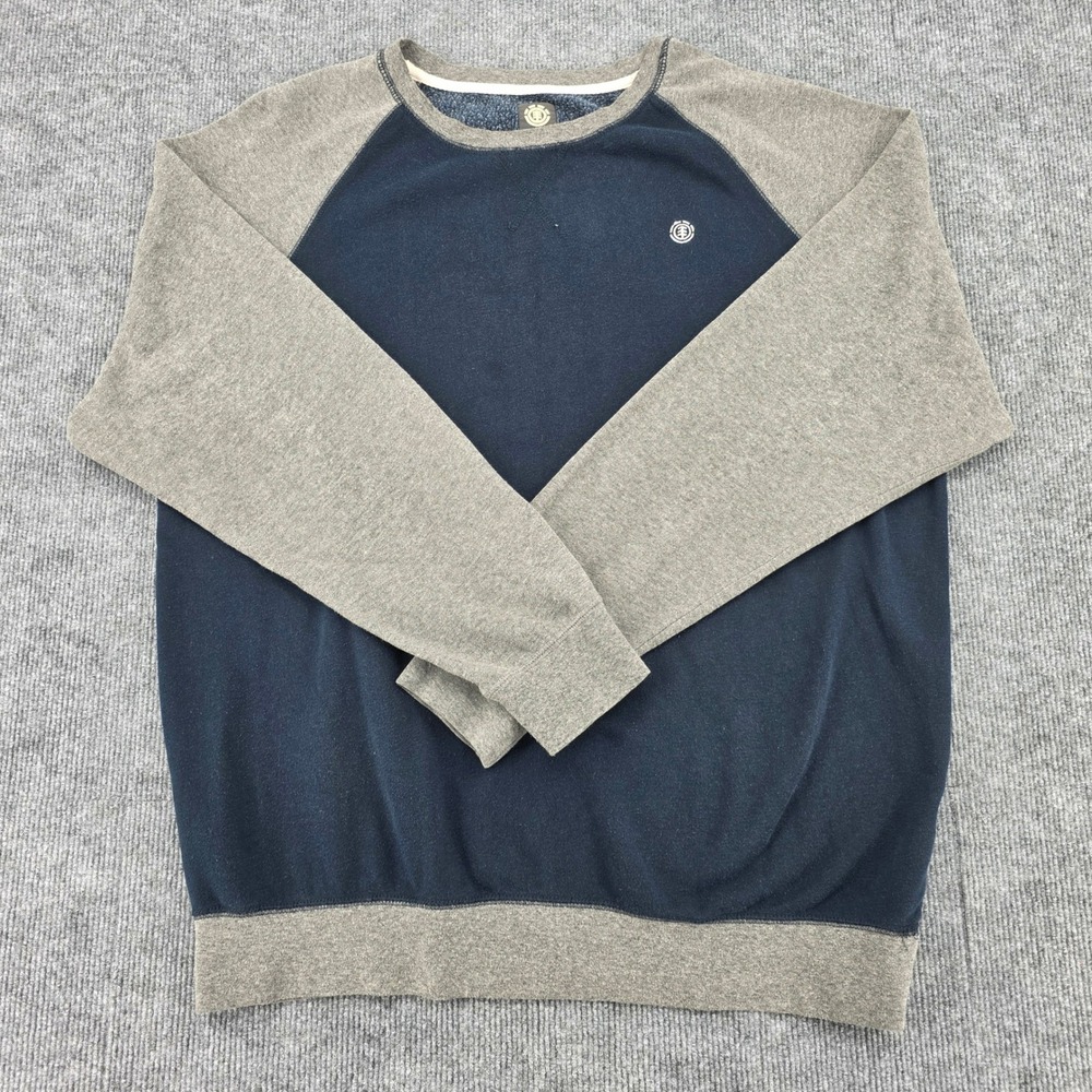 Element Mens XXL Raglan Colorblock Sweatshirt Navy Blue Gray Crew Neck Fleece